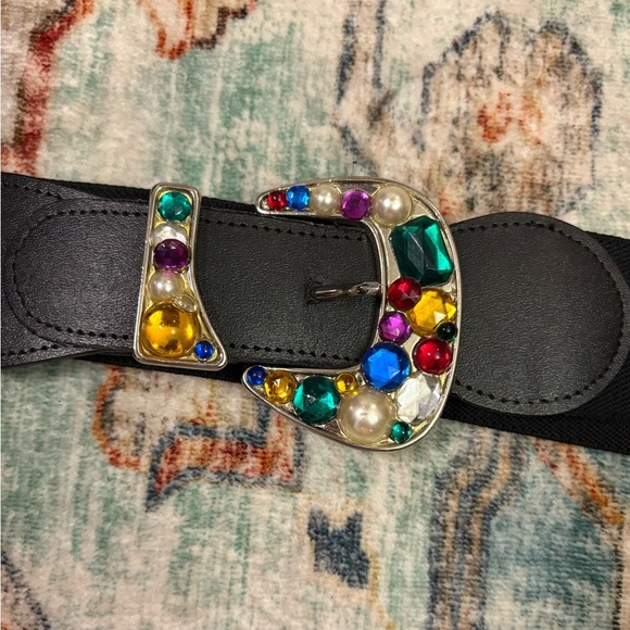 Black Belt with Multicolor Gem Buckle main image 4